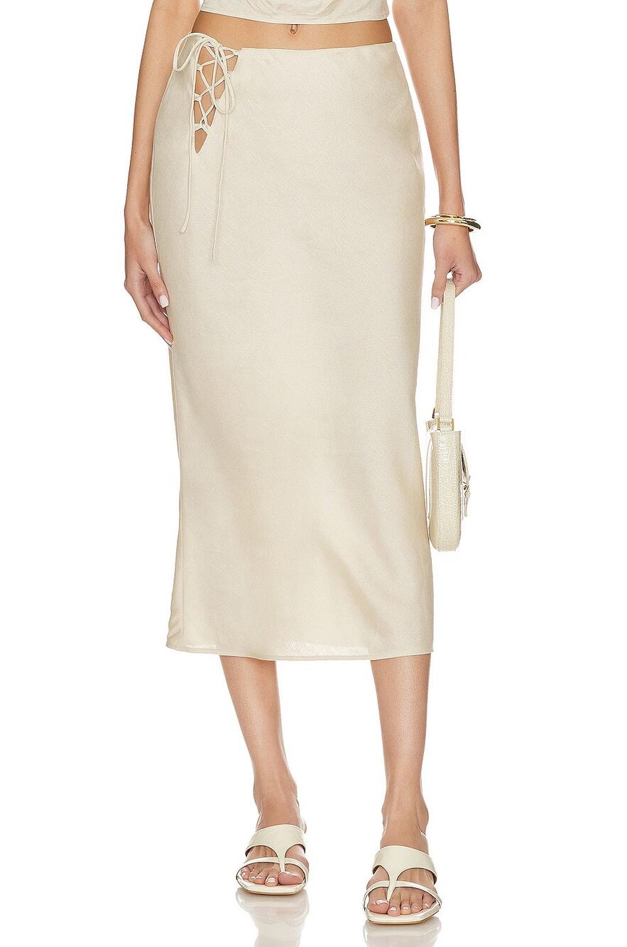 Song Of Style Noa Midi Skirt Linen Blend Lighweight Boho Party Cocktail Formal S